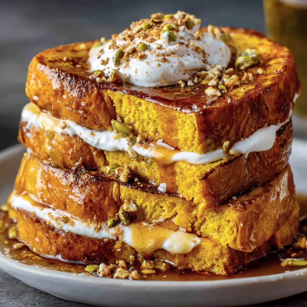 Golden French toast cooking in a skillet with crisp edges