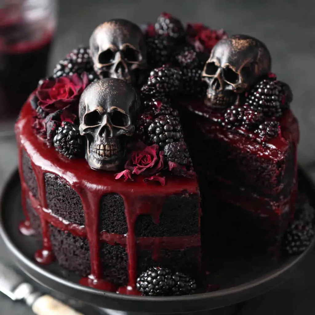 Spooky Black Velvet Halloween Cake