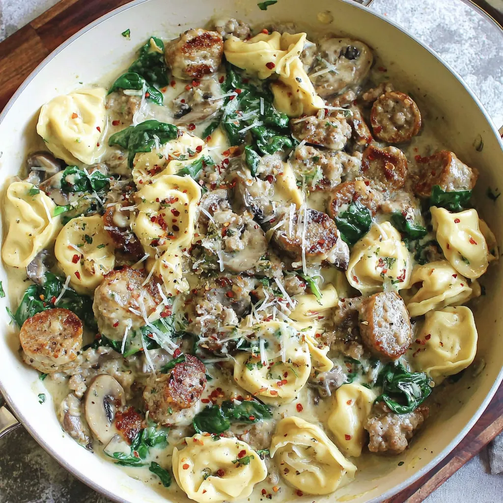 Creamy Sausage Tortellini Skillet