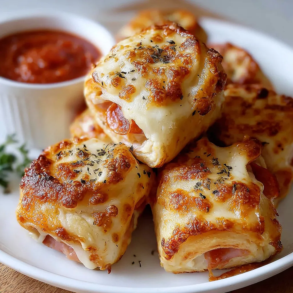 Golden pizza rolls just out of the air fryer basket