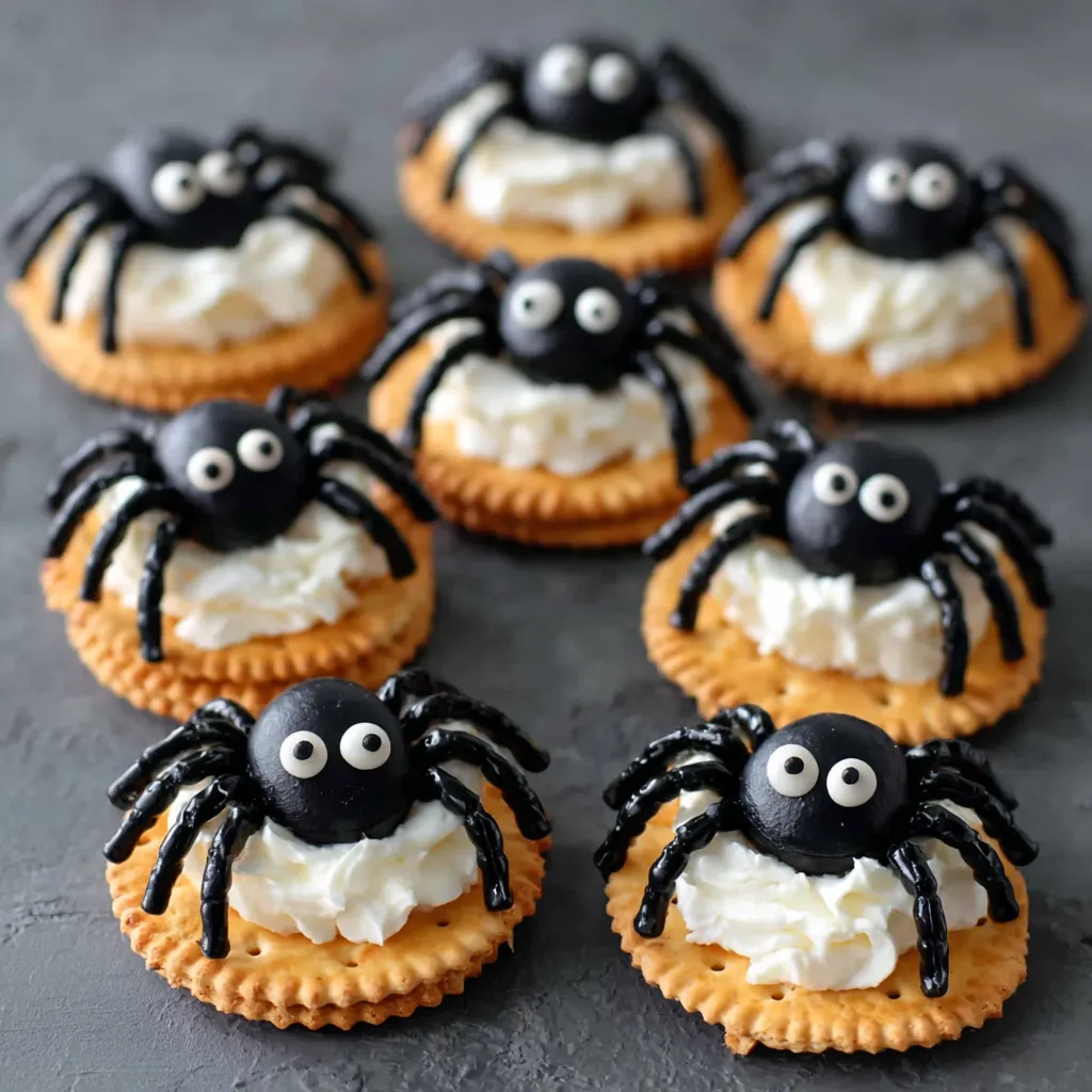 Halloween Spider Cream Cheese Crackers