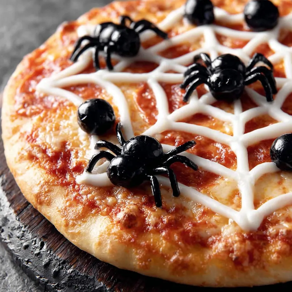 Creepy Halloween Spider Web Pizza