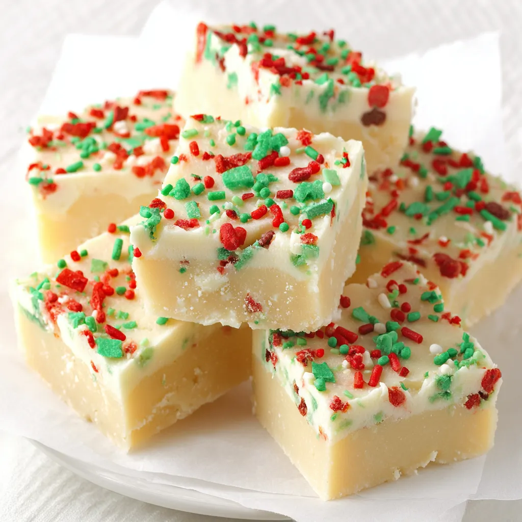 Holiday platter with fudge squares and festive decorations