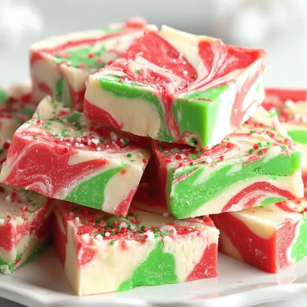 Swirled Christmas White Chocolate Fudge