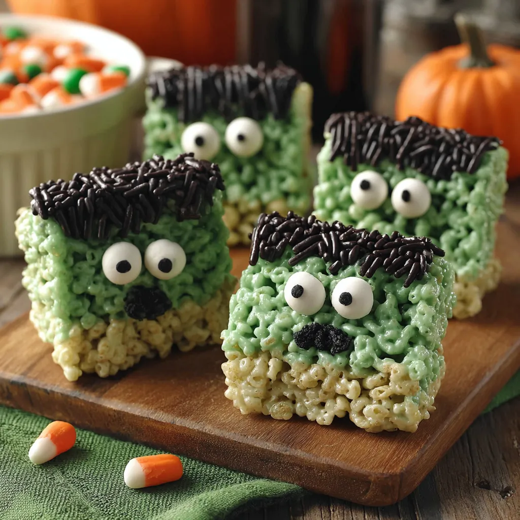 Dipping Rice Krispie treat into green candy melts
