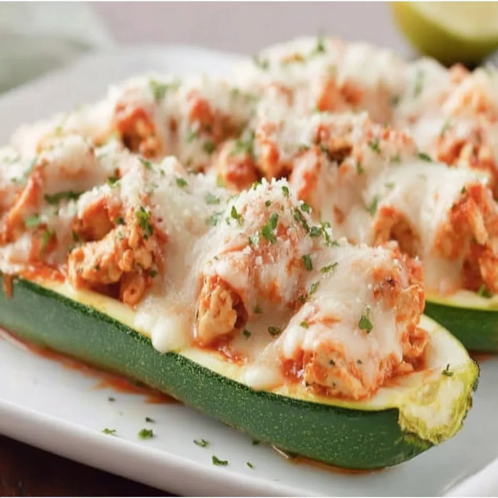Cheesy Chicken Zucchini Boats