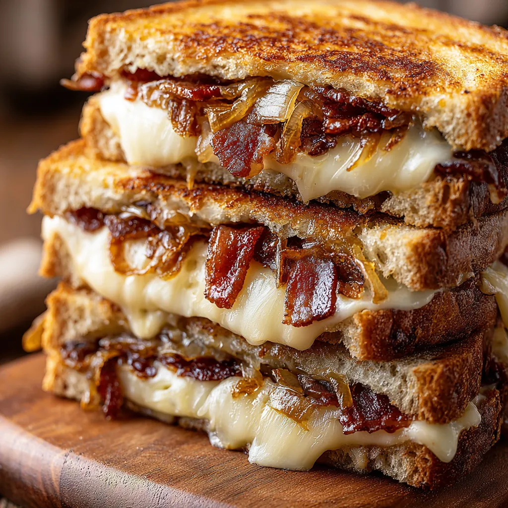 Bacon and Caramelized Onion Grilled Cheese Sandwiches