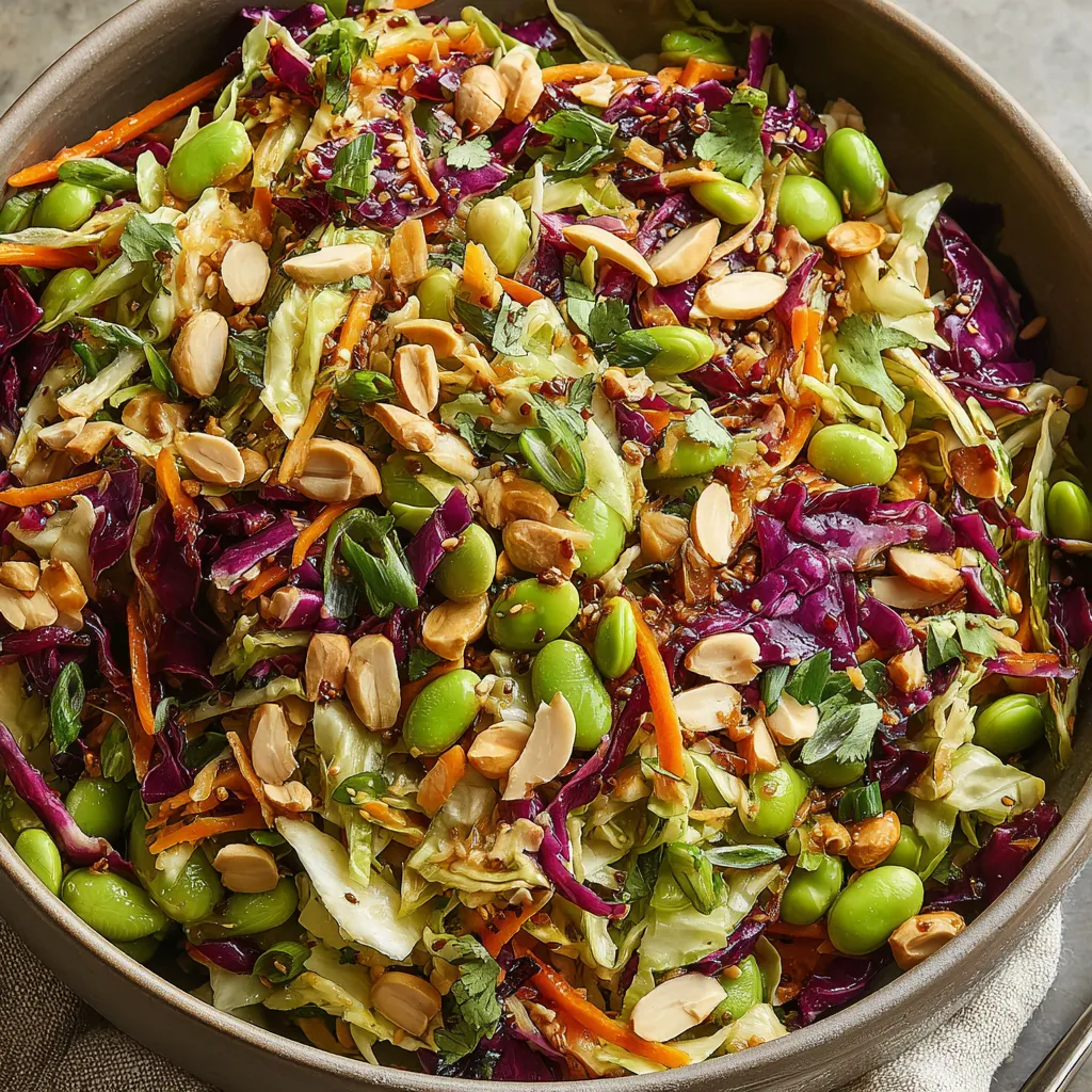 Crunchy Cabbage and Edamame Salad with Sesame Ginger Dressing
