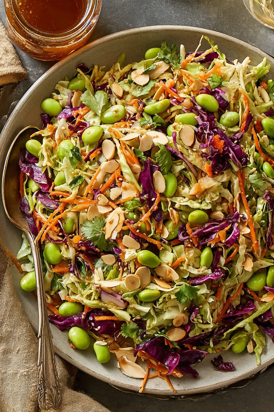 Salad close-up with toasted almonds