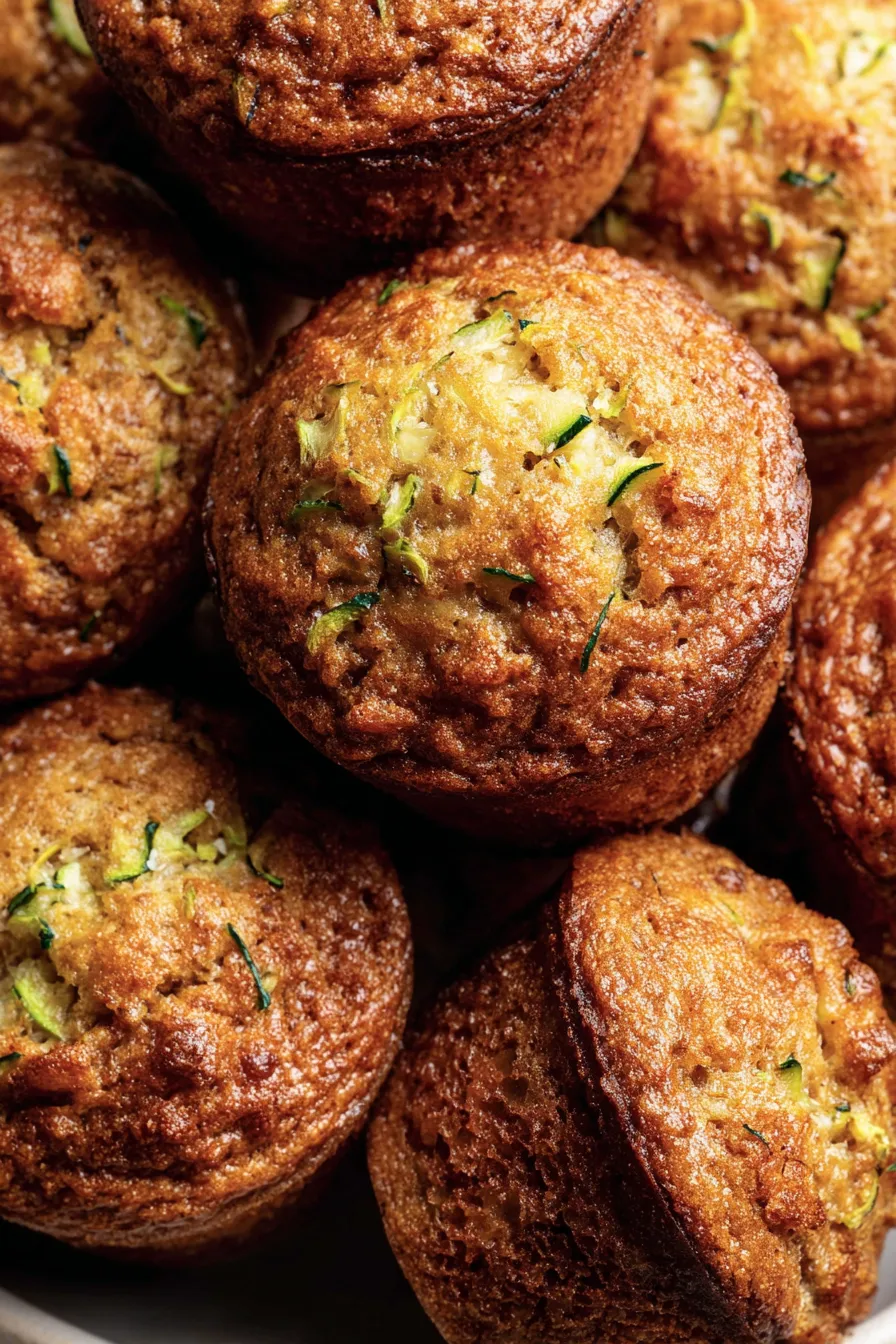 Freshly baked spiced zucchini muffins cooling on a rack