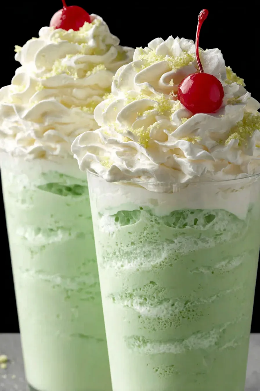 Shamrock Shake in tall glass with whipped cream