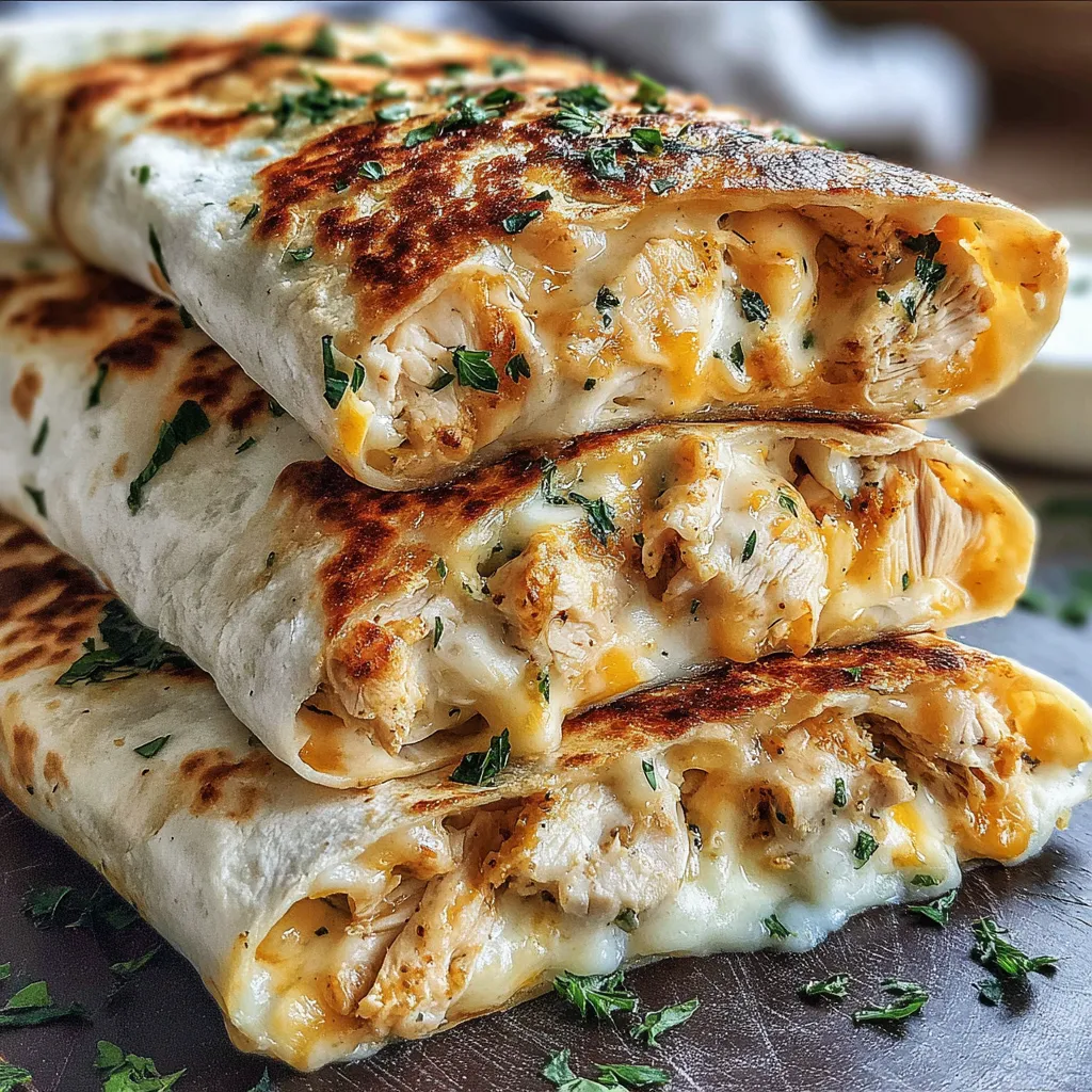 Cheesy Garlic Chicken Wraps