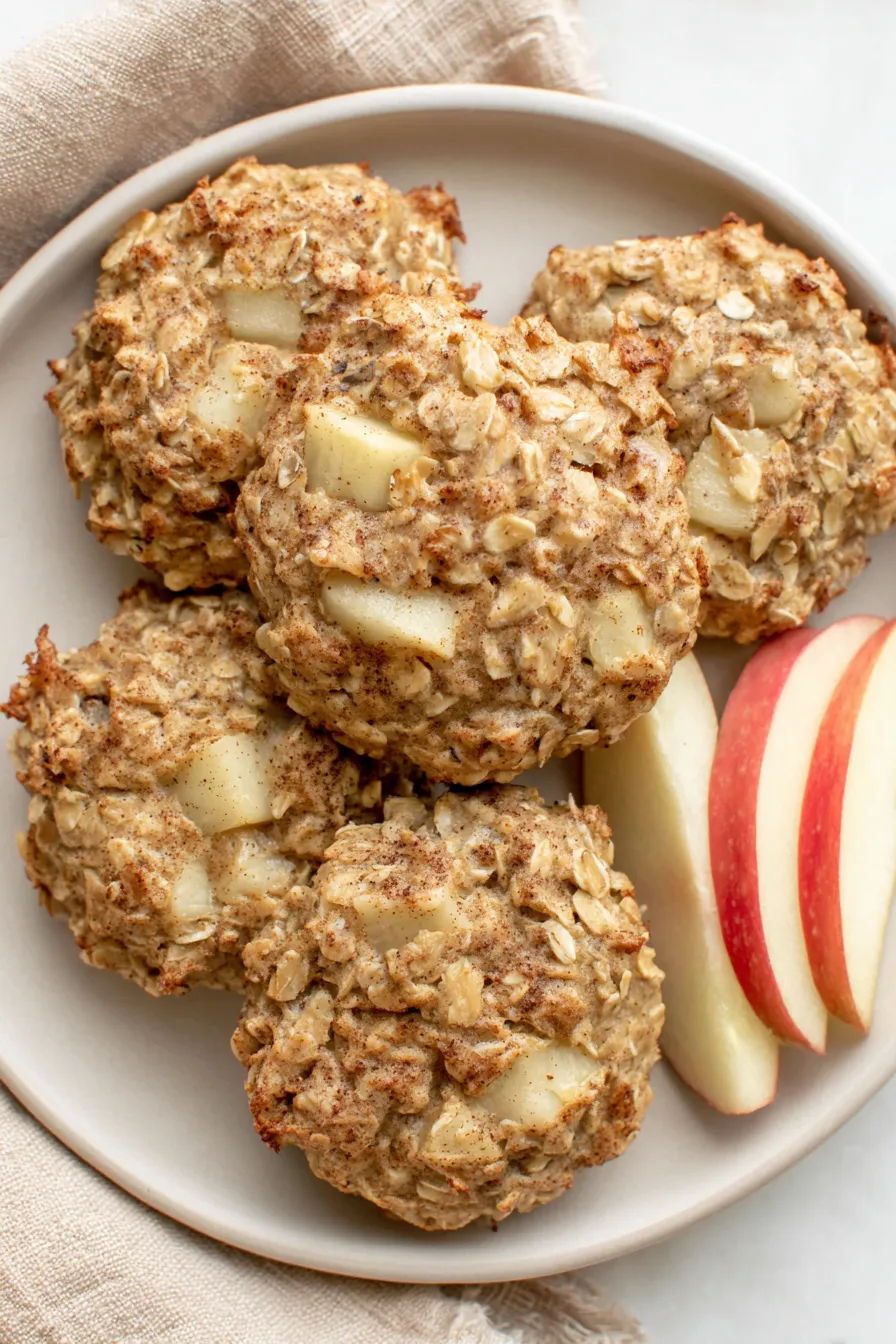 Two apple pie breakfast cookies on a cooling rack