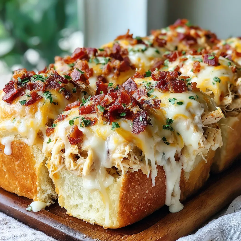 Chicken Bacon Ranch Stuffed Bread (Hawaiian Roll Sliders)