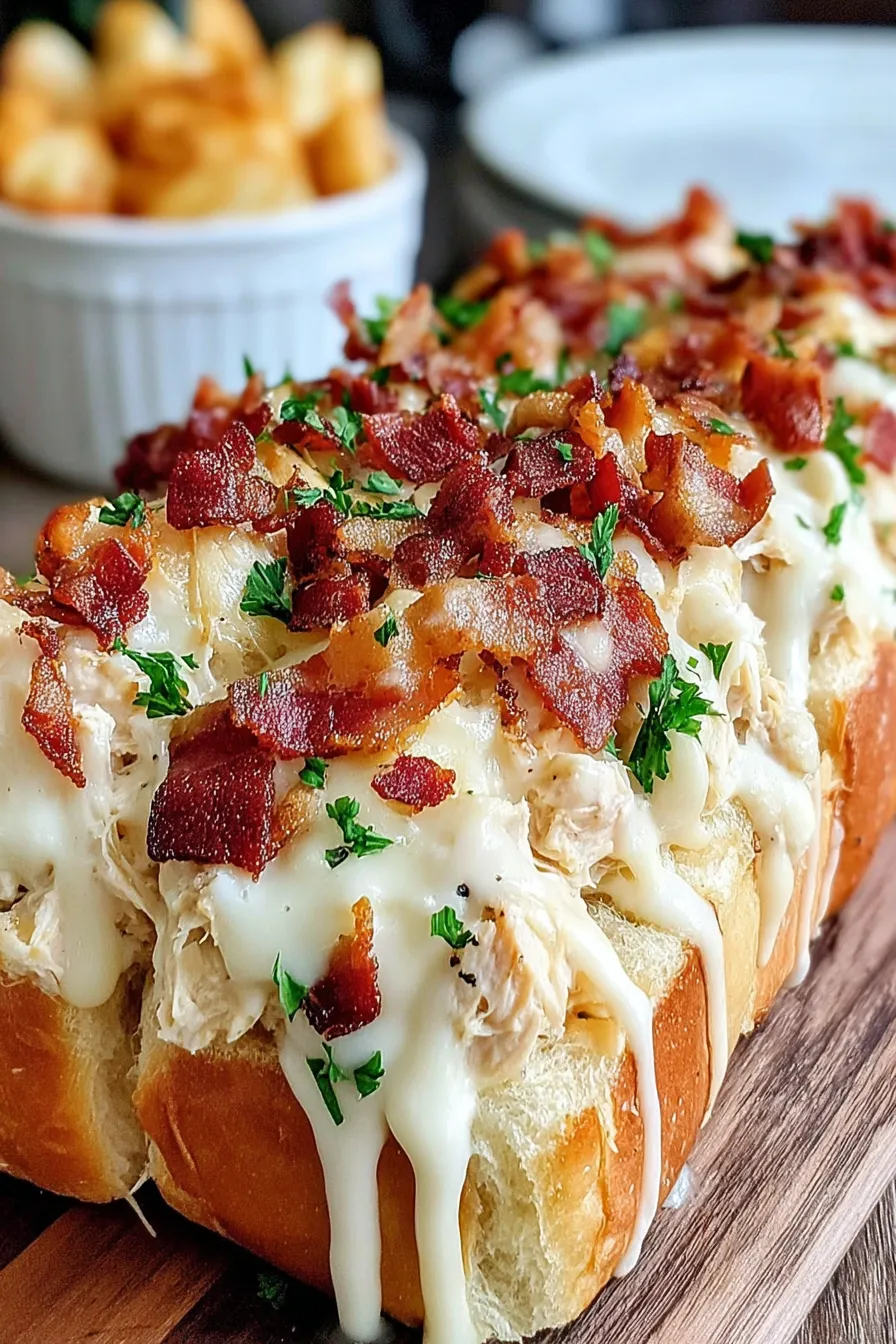 Baked chicken bacon ranch Hawaiian roll sliders fresh from oven