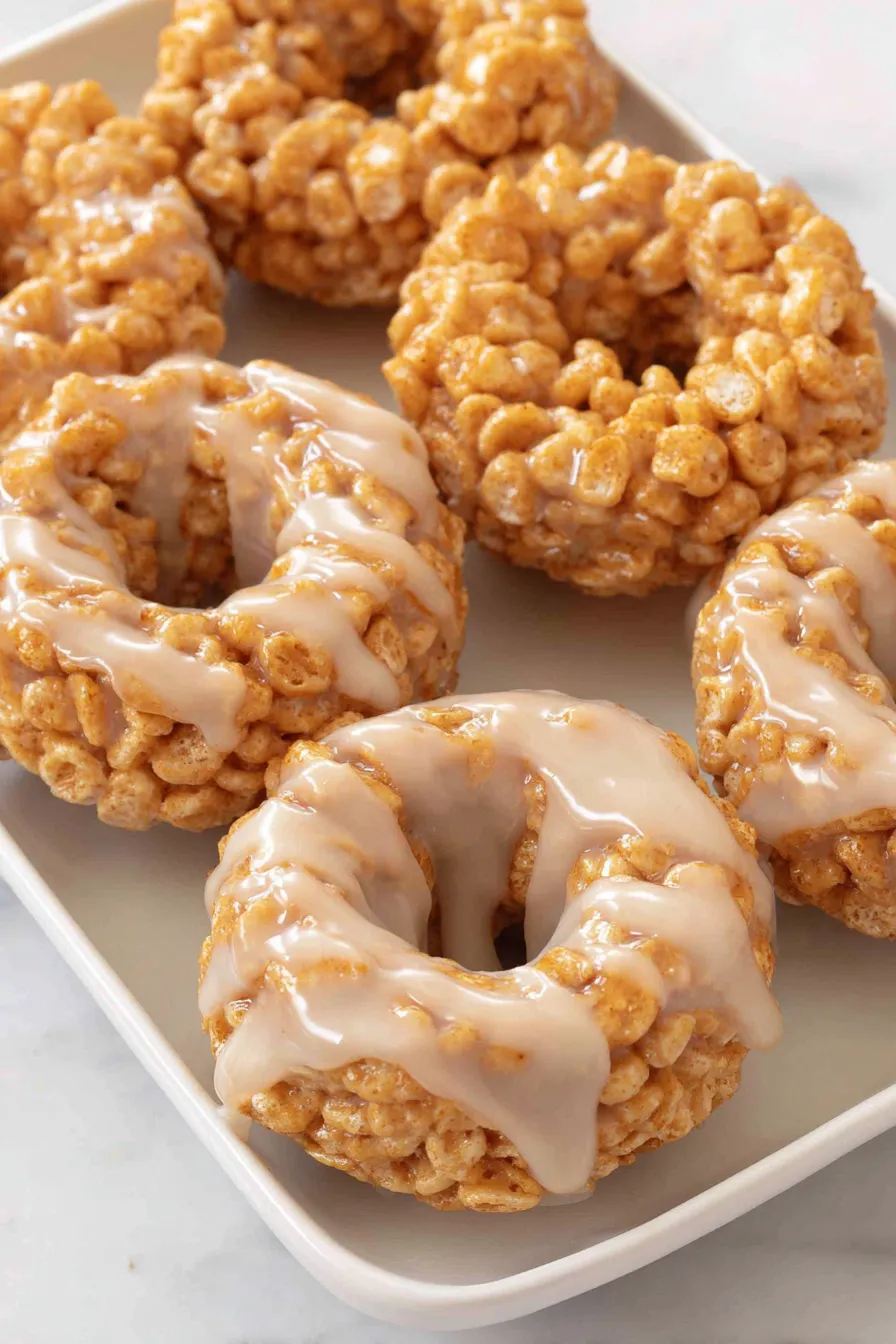 Maple cinnamon glazed pumpkin Rice Krispie donut