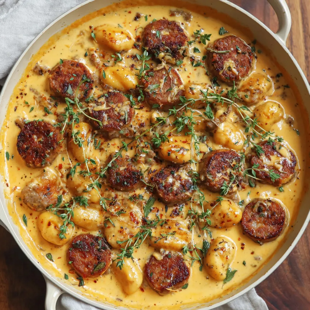 Creamy Butternut Squnocchi with Sausage, Thyme, and Sage