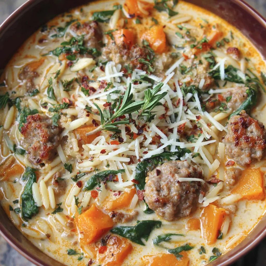 Creamy Butternut Squash and Sausage Soup