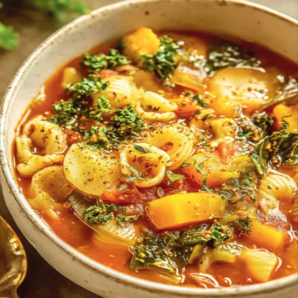 Winter Minestrone Soup with Butternut Squash and Kale