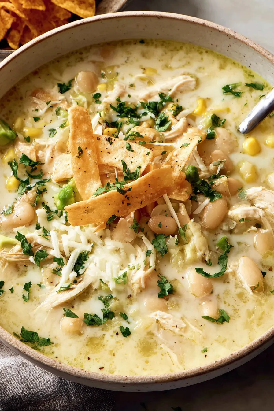 Ingredients for creamy white chicken enchilada soup on a counter
