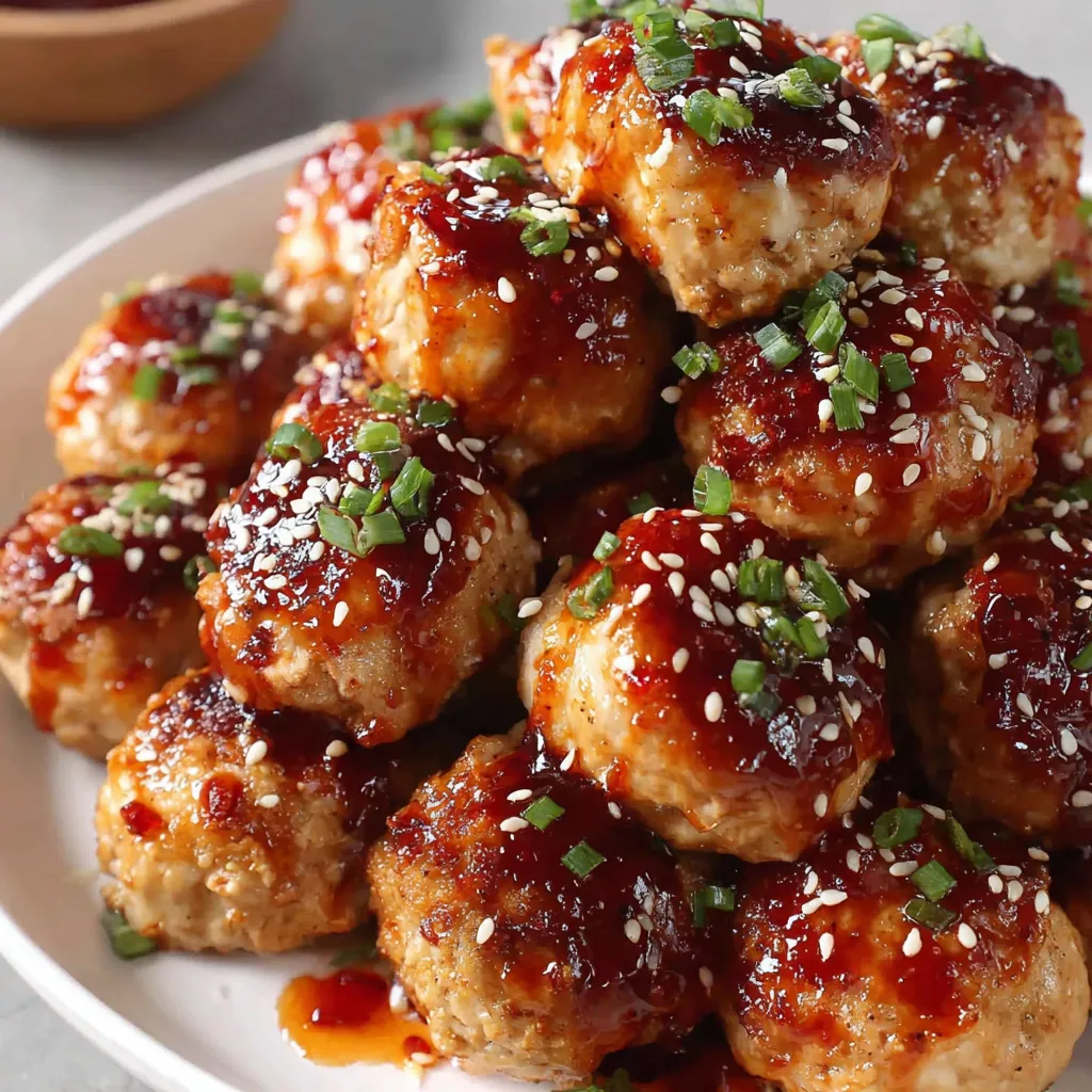 Sheet Pan Sesame Ginger Chicken Meatballs with Sweet Chili Glaze