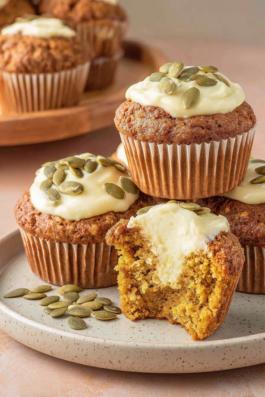 muffins fresh from the oven with cream cheese center