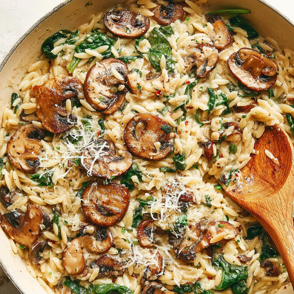 Creamy Garlic Mushroom Orzo