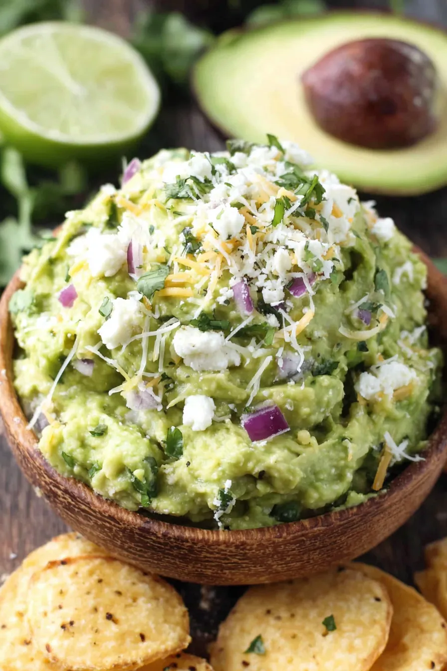 Two avocados, lime, and cilantro on a cutting board