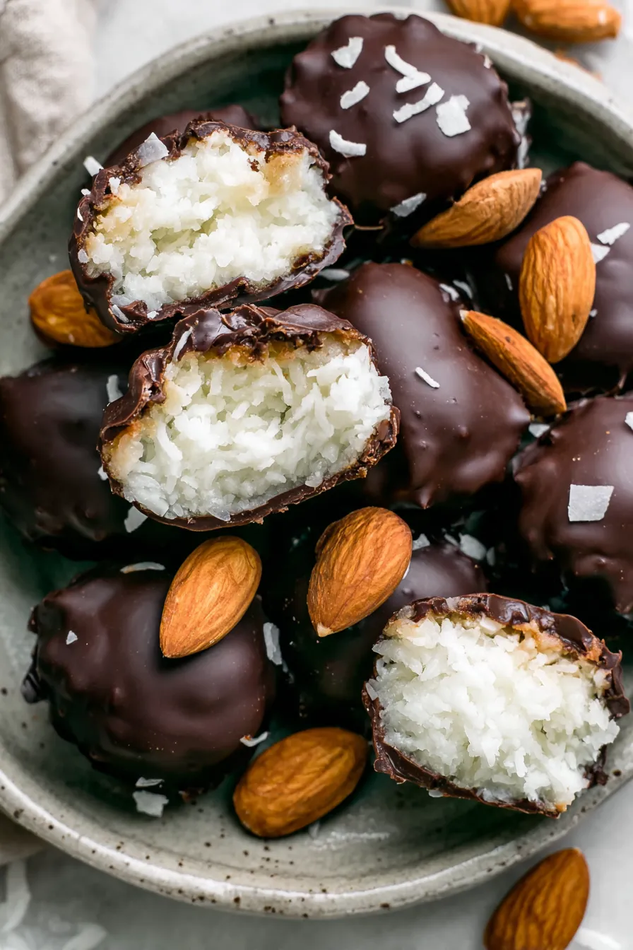 Chocolate dipping Almond Joys