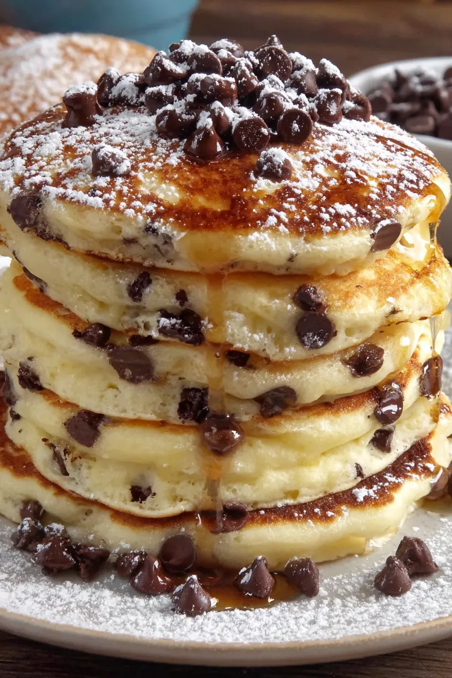 close up of pancake edge with melted chocolate