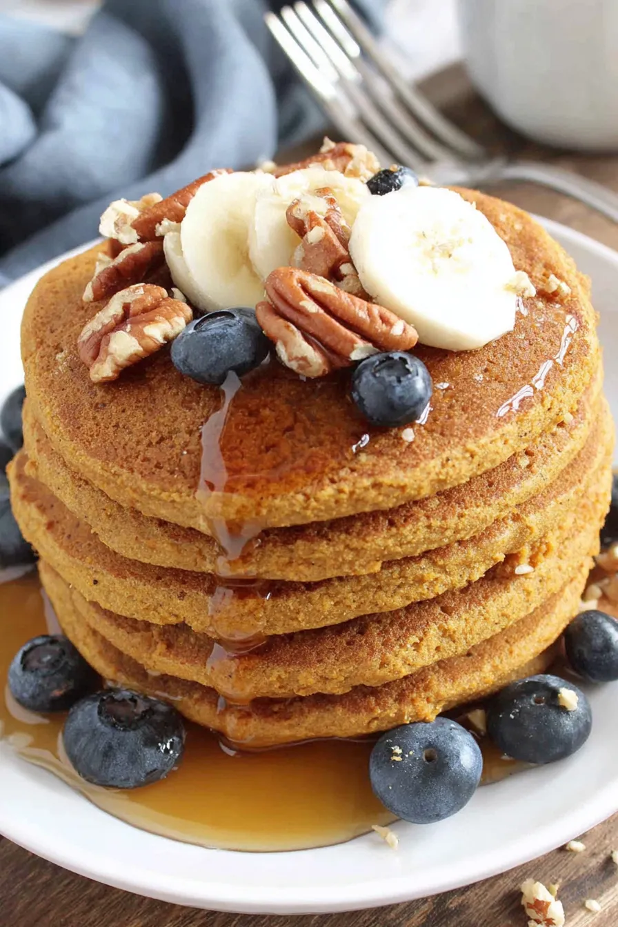 Stack of gluten free sweet potato pancakes