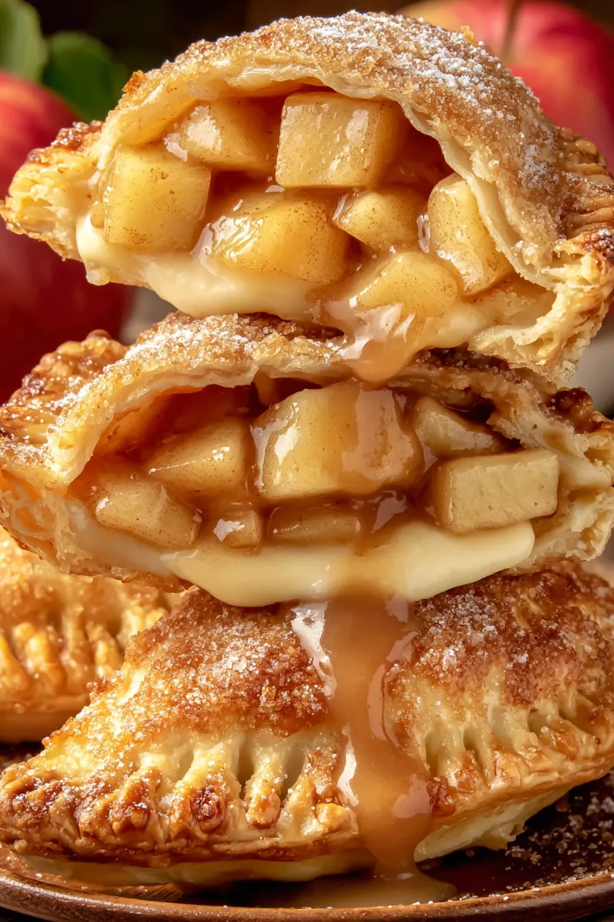 Close-up of a hand pie being dusted with cinnamon sugar