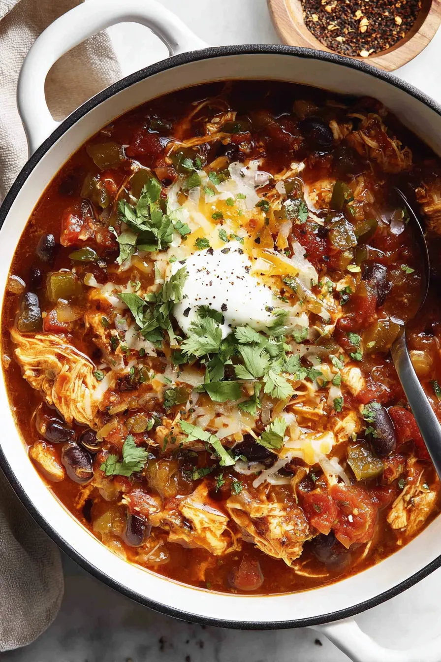 Bowls of turkey chili with cilantro and cheese garnishes