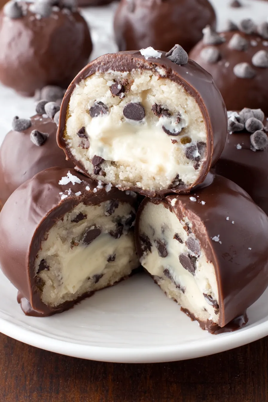 Close-up of a chocolate-coated brownie bomb on parchment