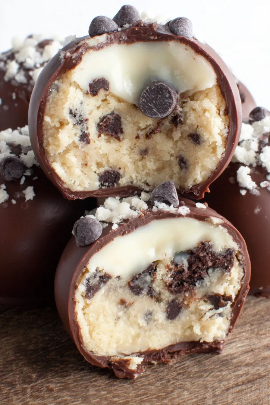 Trio of finished brownie bombs on a serving board