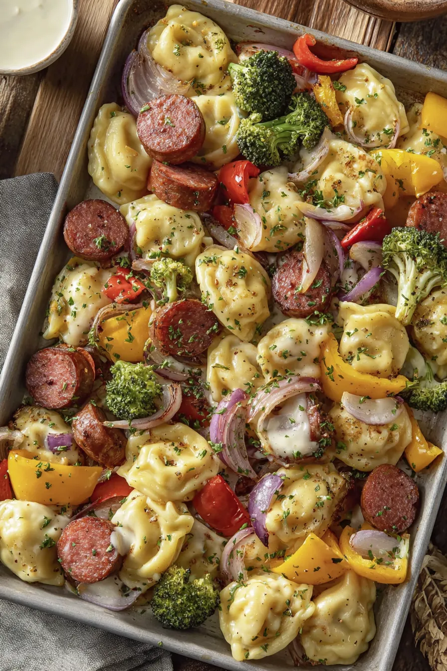 Close-up of finished pierogies with parsley and sour cream