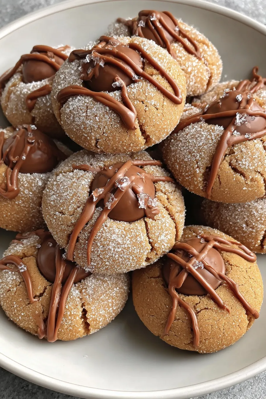 Gingerbread kiss cookies in holiday tin