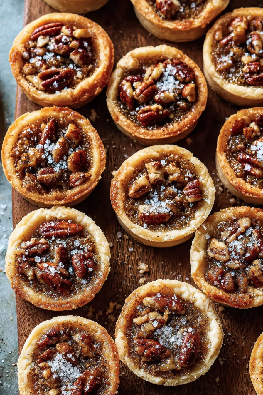 Finished mini pecan pies plated