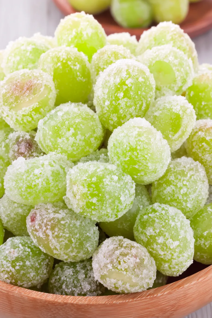 Coated grapes on parchment