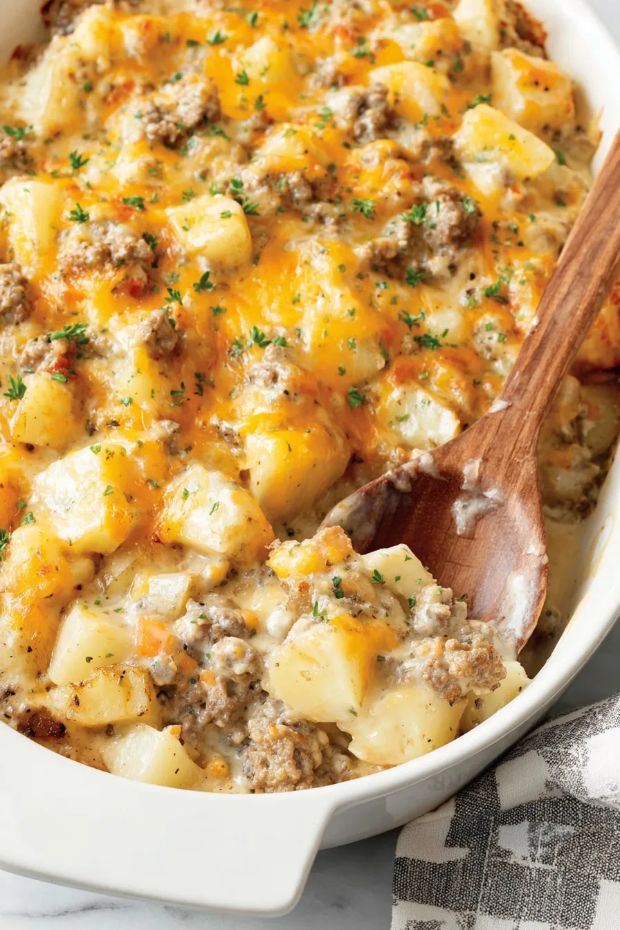 Serving suggestion with salad and garnished casserole slice