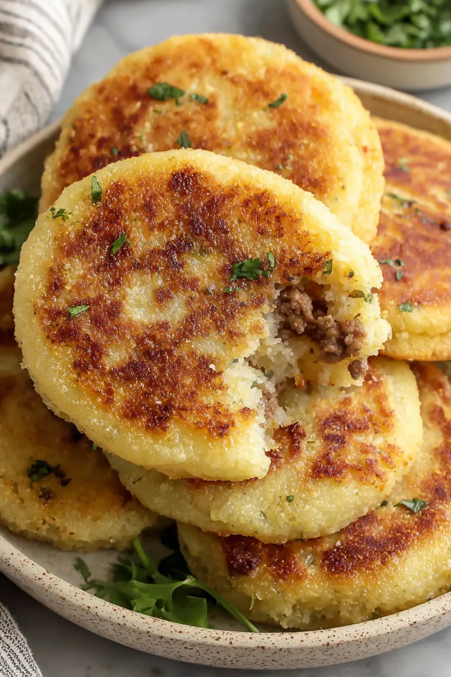 Split gordita filled with beans and cheese