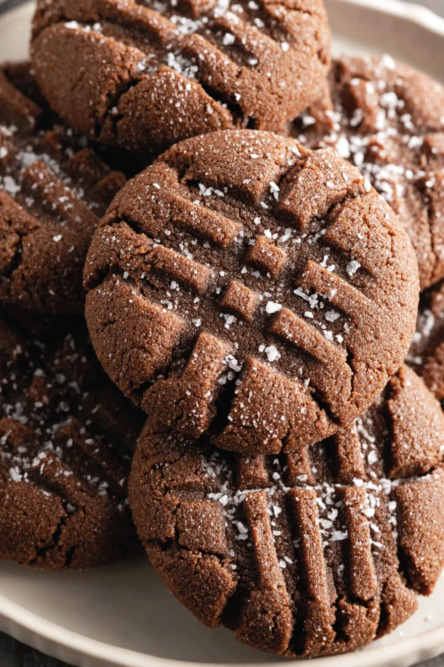 Chocolate Peanut Butter cookies on a baking sheet