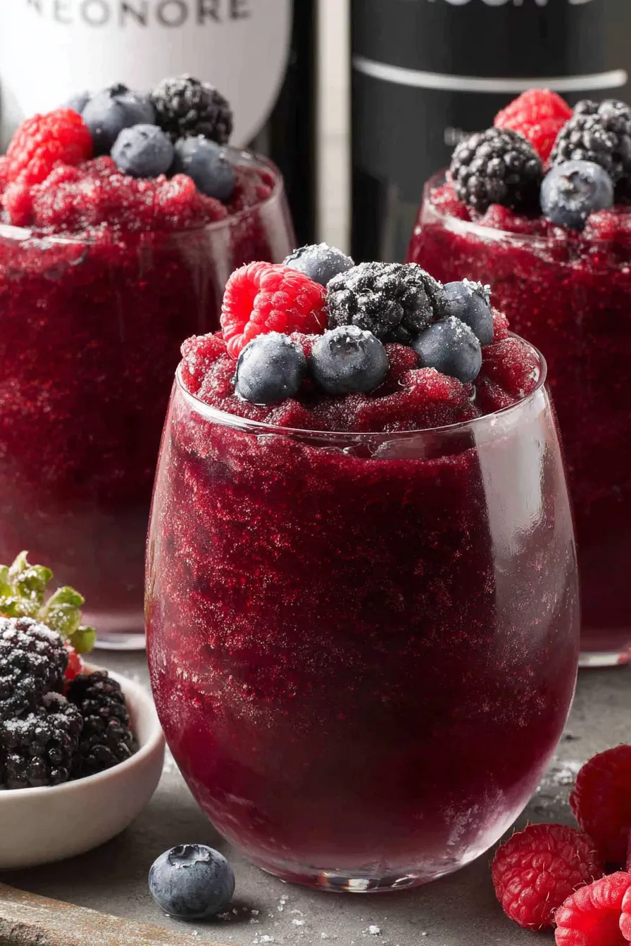 Red Wine Slushie in glasses with berries