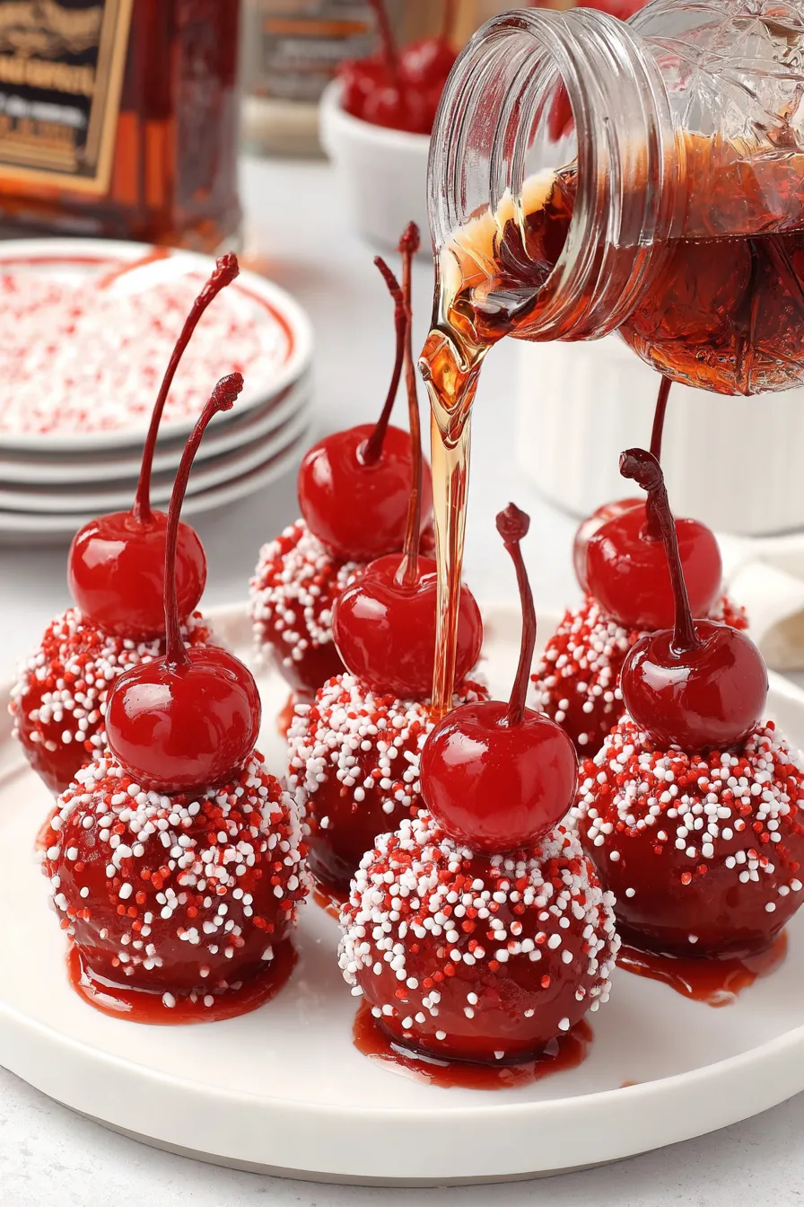 White chocolate coated cherries on parchment