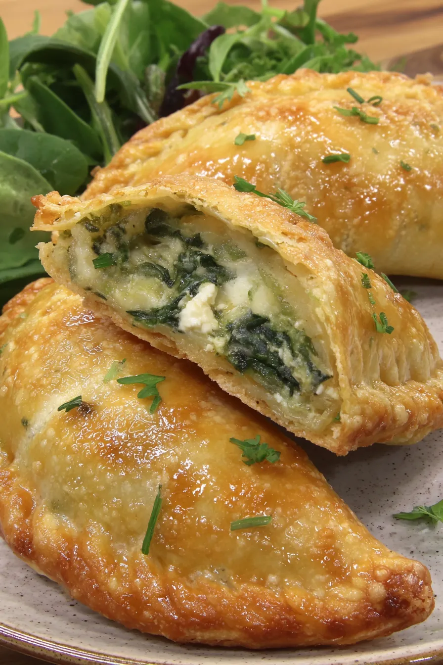 Vegan spinach feta empanadas frying in a skillet
