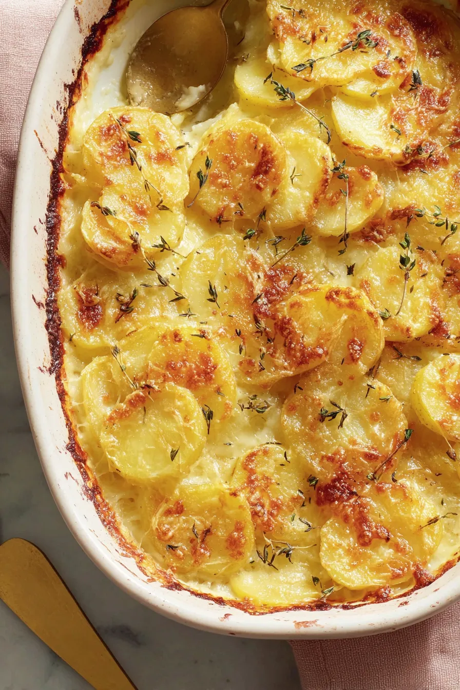 Creamy potato bake topped with melted cheese