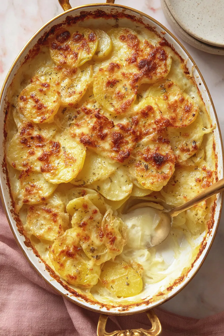 Sliced potatoes ready for layering