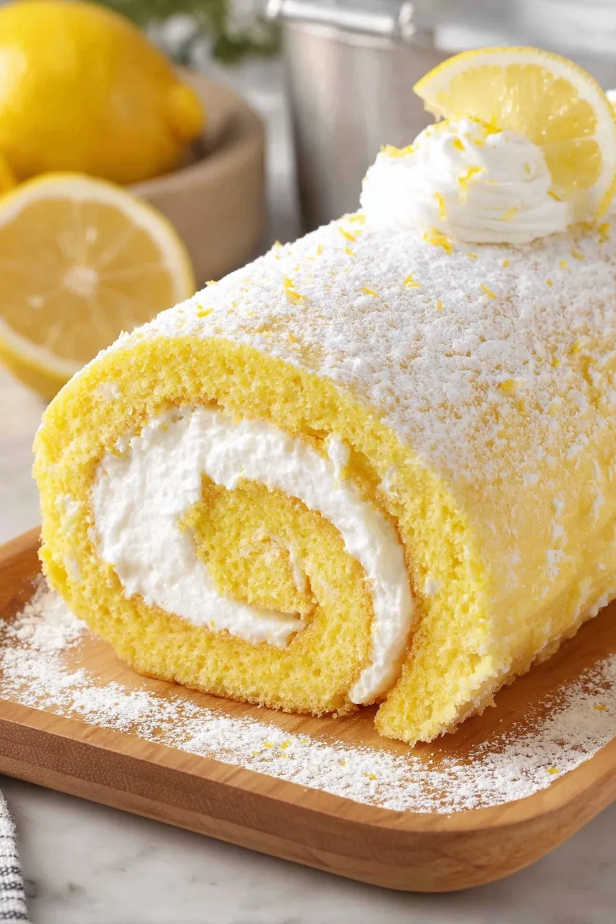 Close up of lemon cream filling spread on sponge