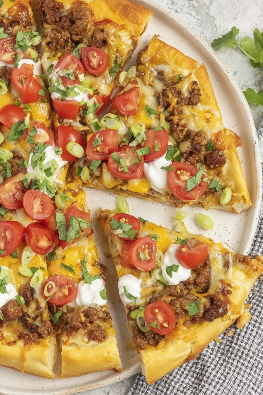 Sheet-pan taco pizza fresh from the oven