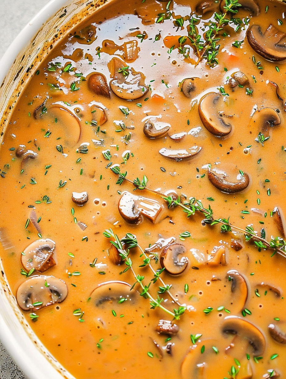 Sautéed mushrooms in a skillet ready to become gravy